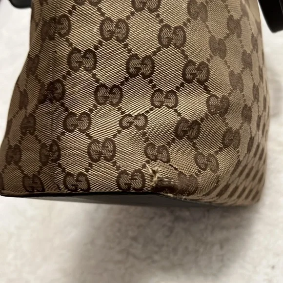 Authentic Gucci Brown and Black Monogram Tote Bag - Picture 7 of 12